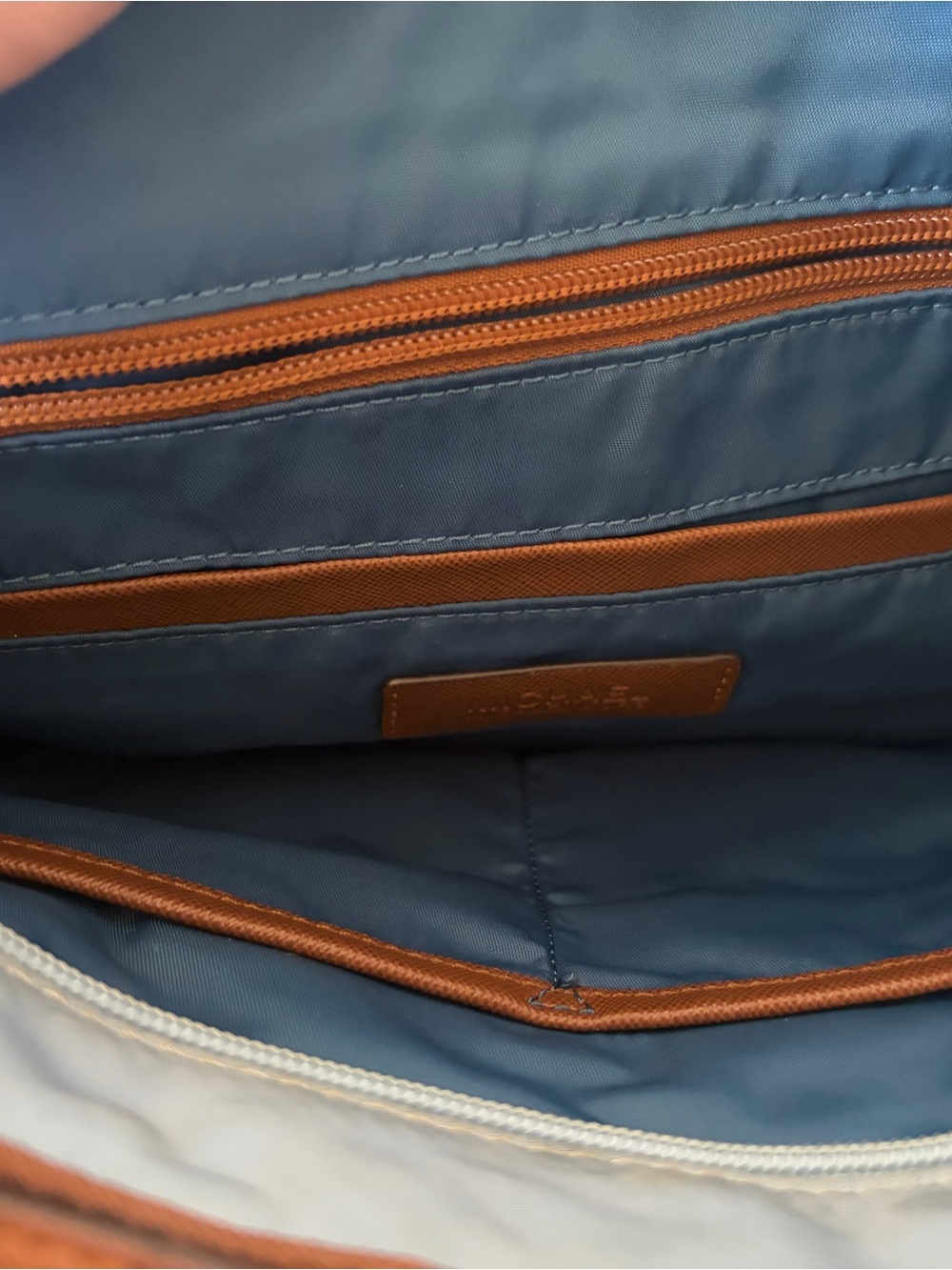 Michael Kors light blue nylon tote with brown leather trim - Picture 13 of 15